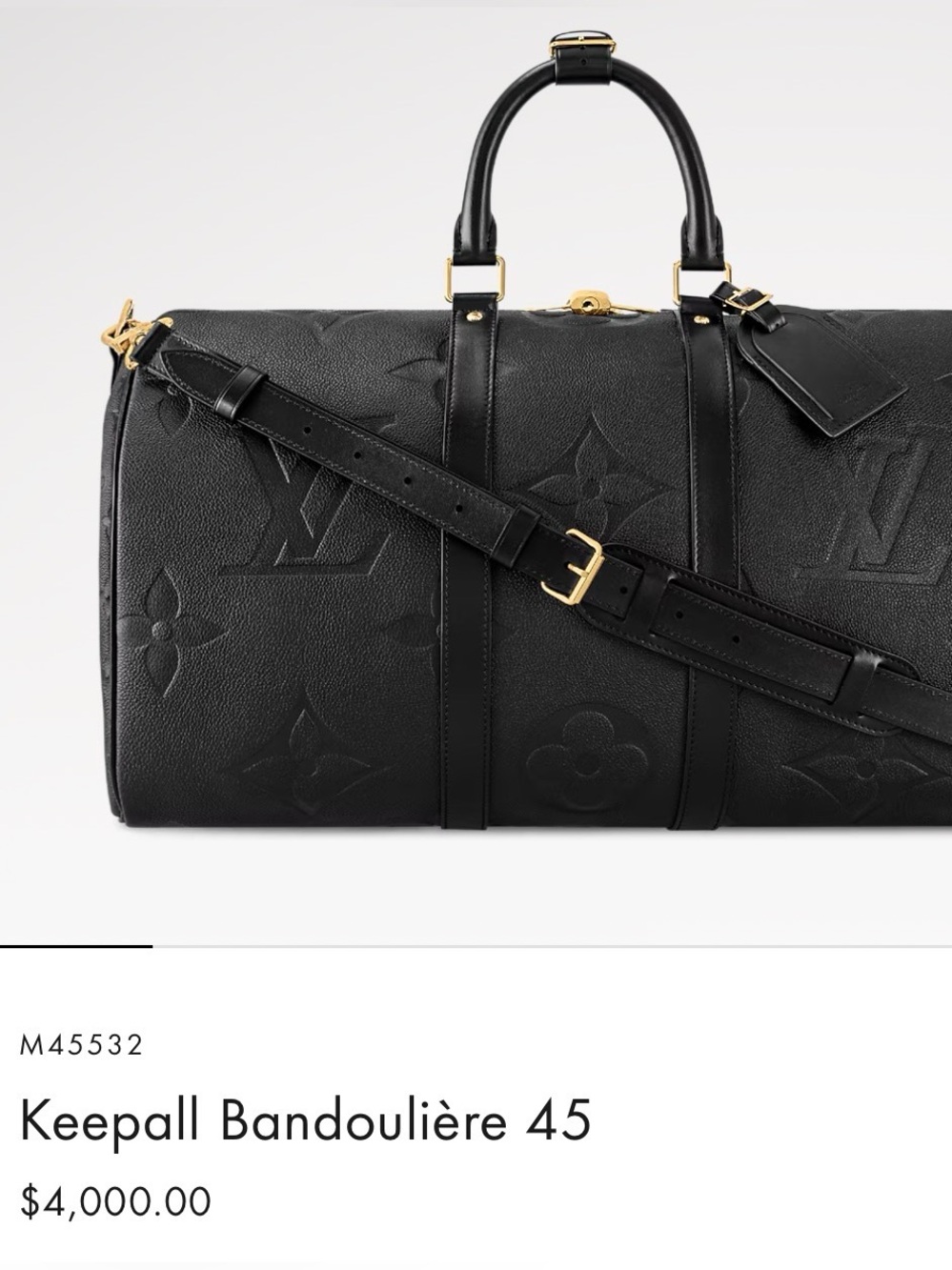 Louis Vuitton Keepall Bandoulière 45 Monogram Empreinte Giant Black - Picture 5 of 8